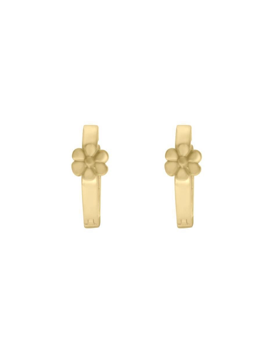 Aretes de flor de oro amarillo con acabado brillante Aretes de flor de oro amarillo con acabado brillante