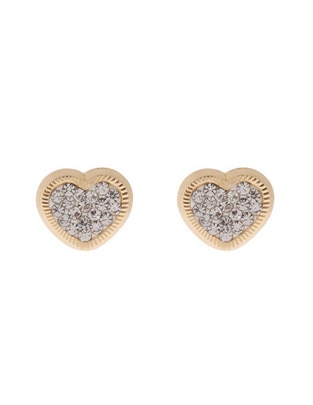 Broqueles de corazón de oro amarillo 14 K con acabado brillante Broqueles de corazón de oro amarillo 14 K con acabado brillante
