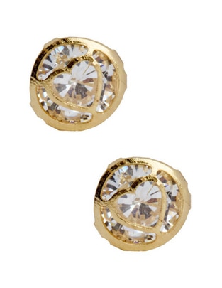Broqueles de corazón Casal de oro con acabado brillante zirconia