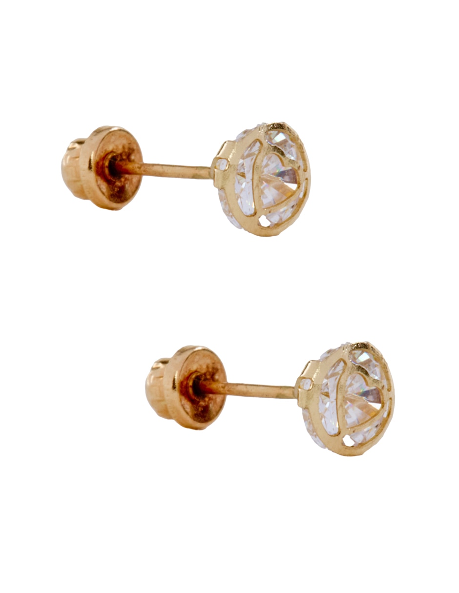 Broqueles de corazón Casal de oro con acabado brillante zirconia 3