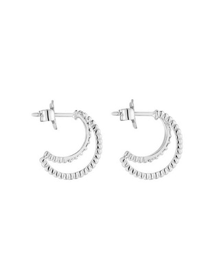 Aretes de luna de oro blanco con acabado brillante diamante 1
