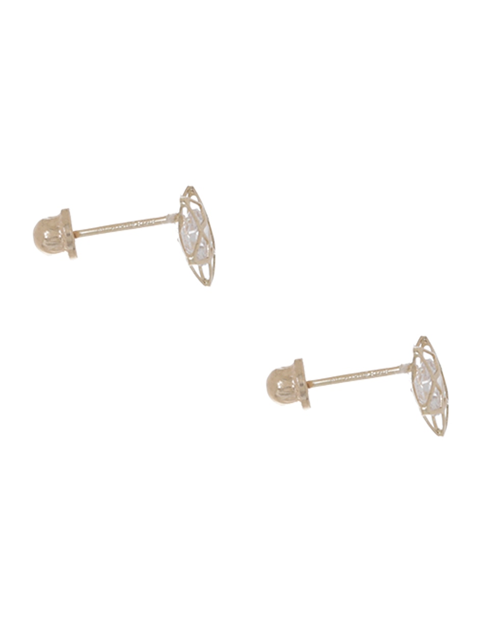 Broqueles de estrella de oro amarillo con acabado brillante zirconia 3