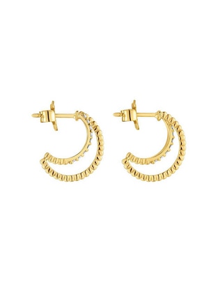 Aretes de luna de oro con acabado brillante diamante 1
