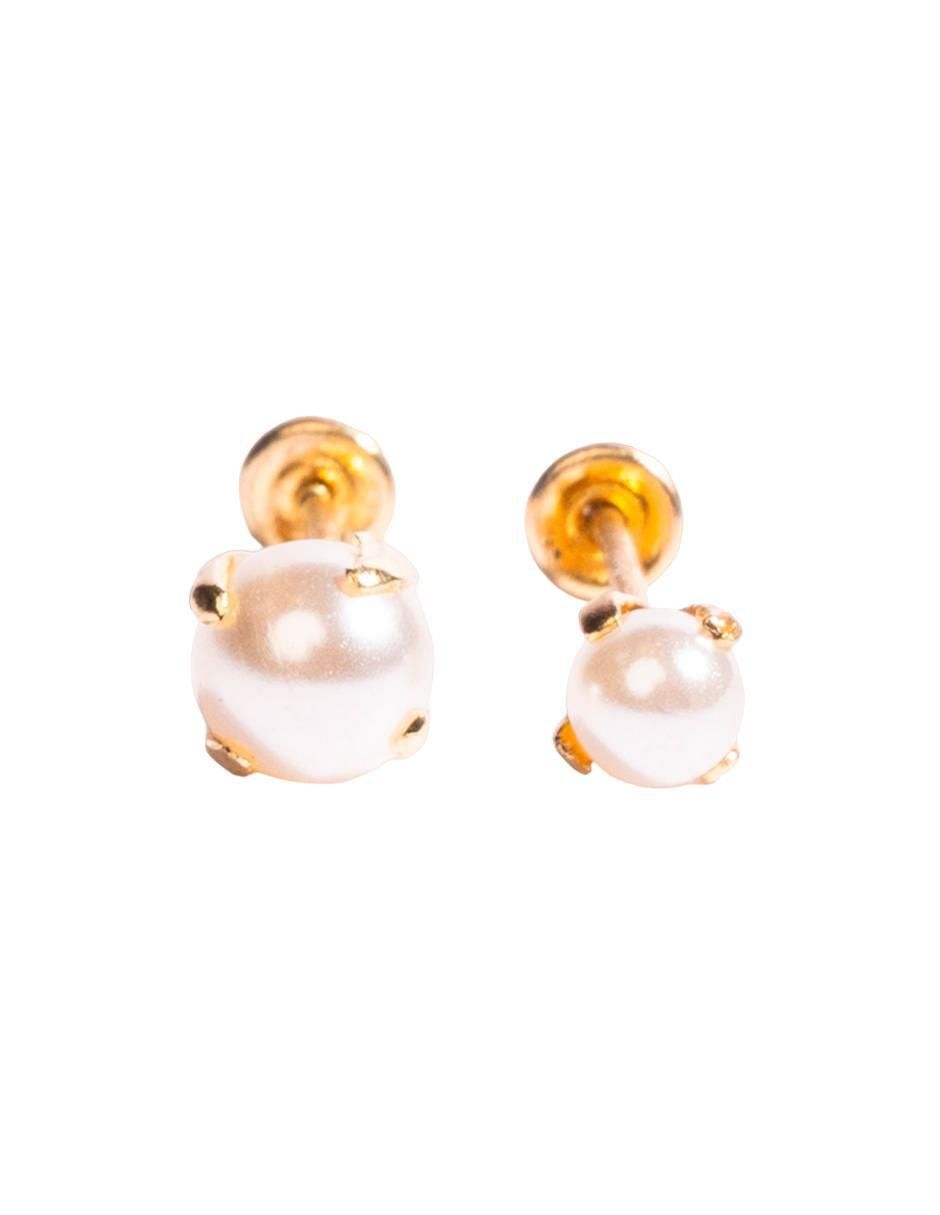 Set de aretes redondos de oro perla Set de aretes redondos de oro perla