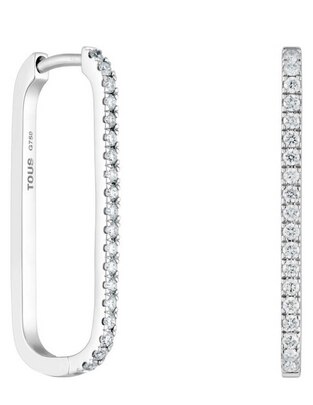 Aretes de aro ovalados Les Classiques de oro blanco con acabado pavé diamante 1