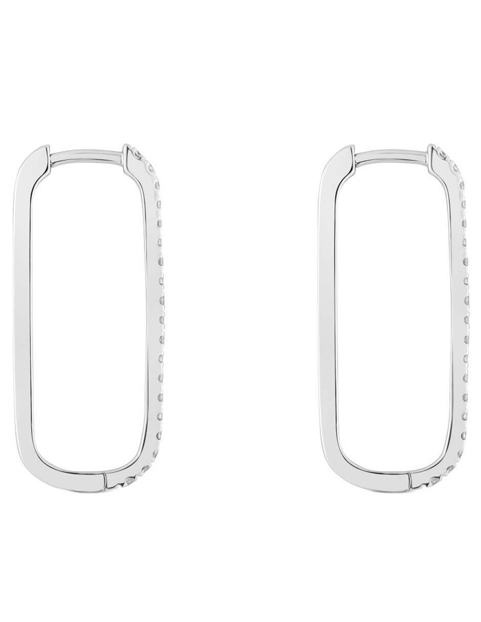 Aretes de aro ovalados Les Classiques de oro blanco con acabado pavé diamante 2