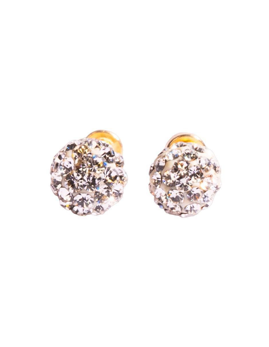 Broqueles redondos Mancini de oro con acabado pavé cristal