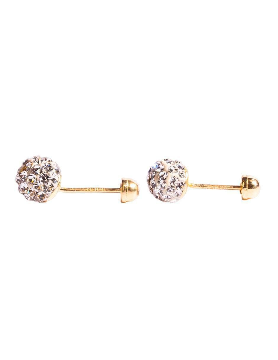 Broqueles redondos Mancini de oro con acabado pavé cristal