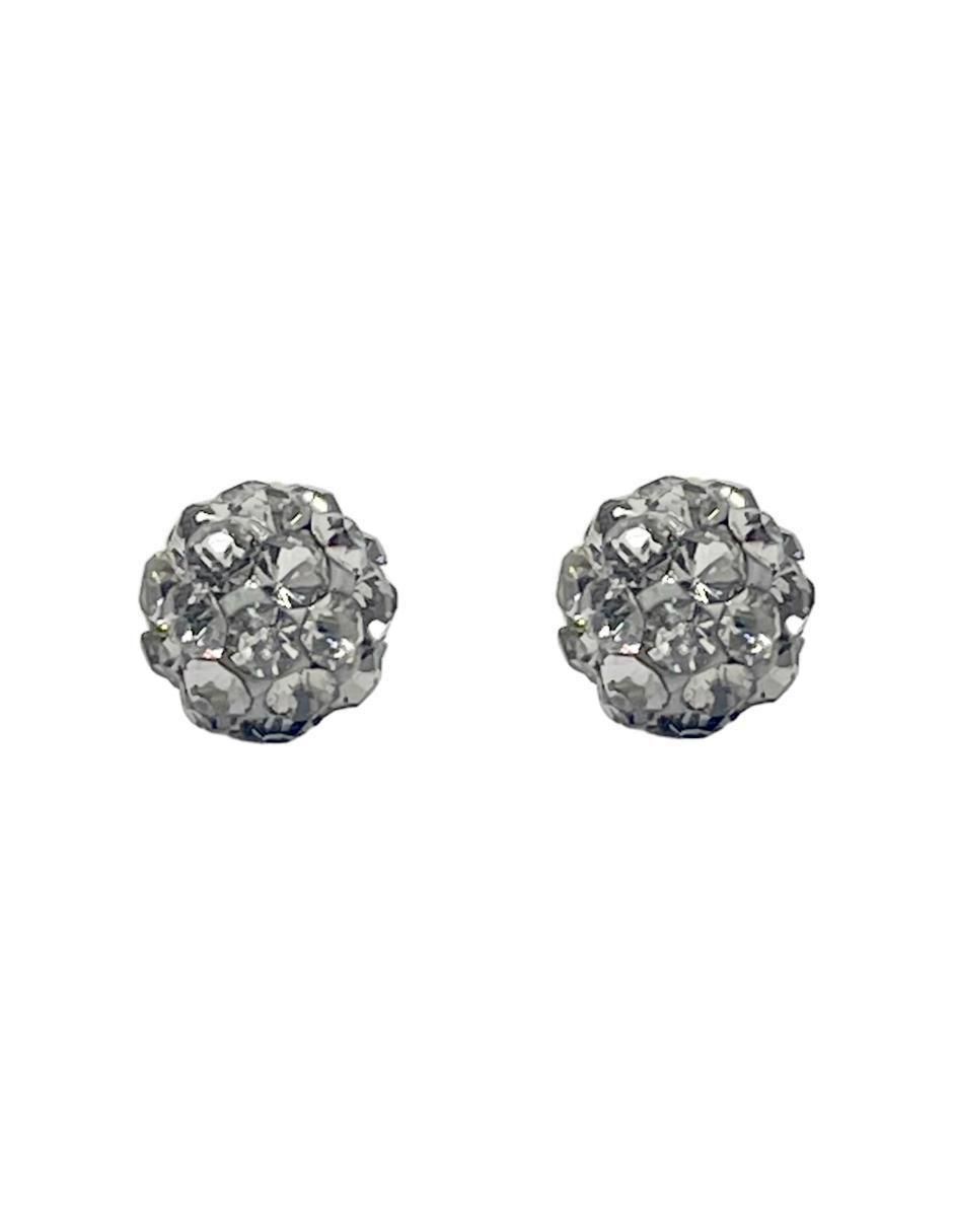 Broqueles redondos de oro con acabado pavé cristal 1