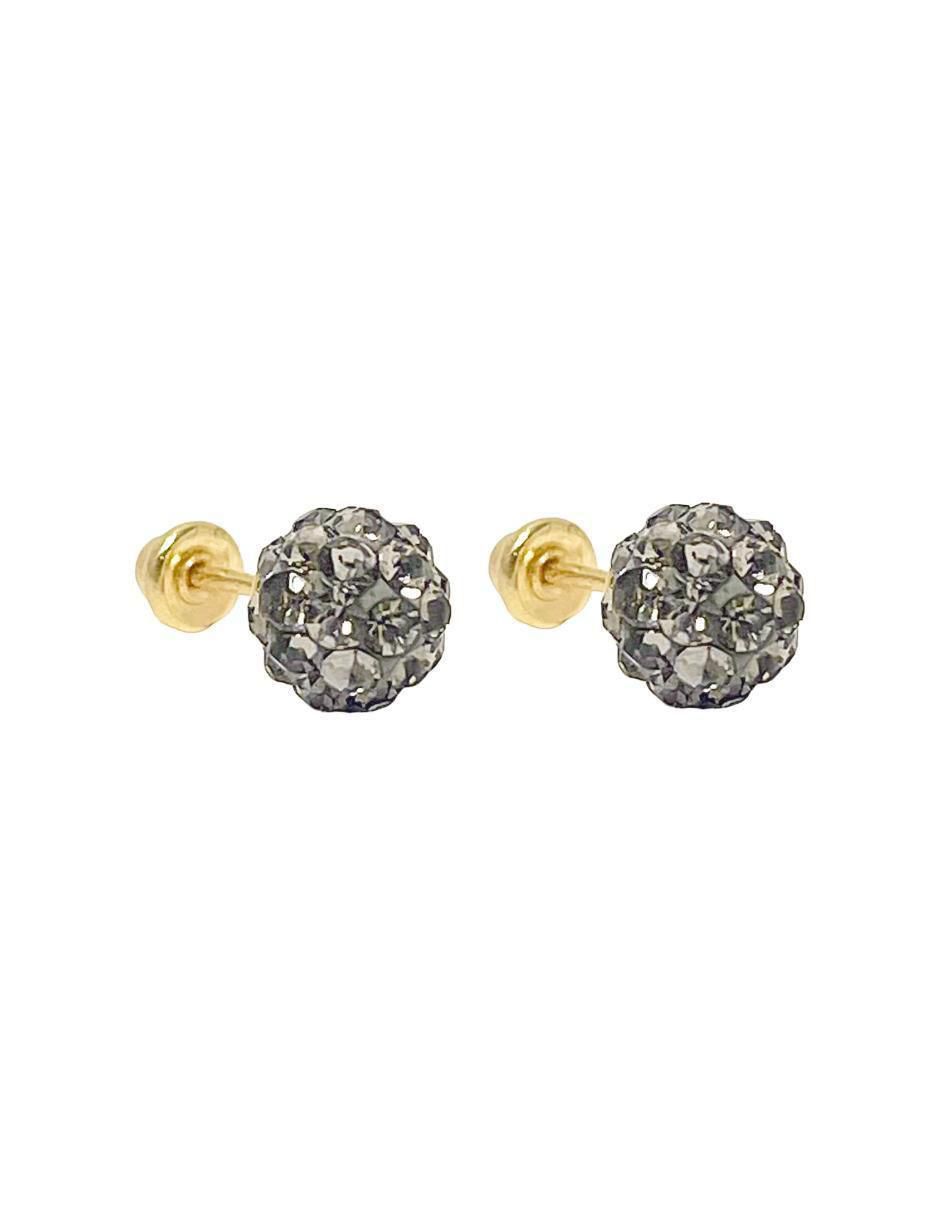 Broqueles redondos de oro con acabado pavé cristal 2