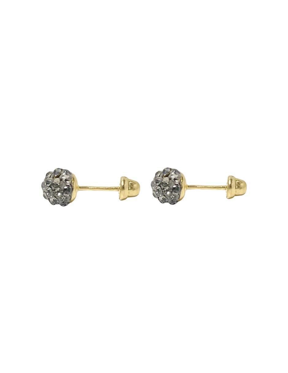 Broqueles redondos de oro con acabado pavé cristal 3