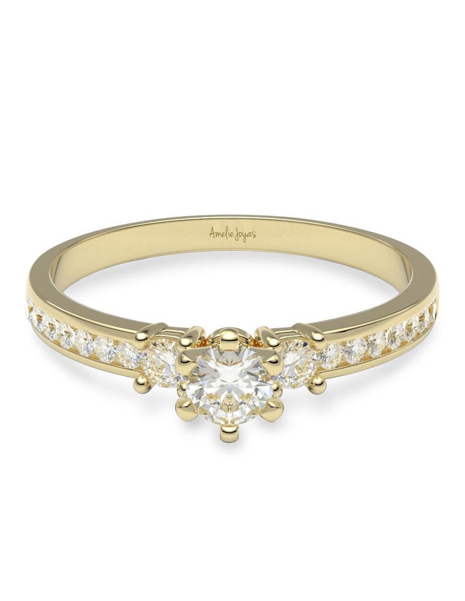 Anillo de compromiso 14 k diamante Anillo de compromiso 14 k diamante