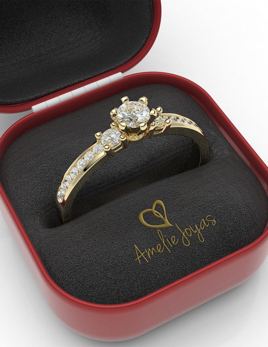 Anillo de compromiso 14 k diamante 2