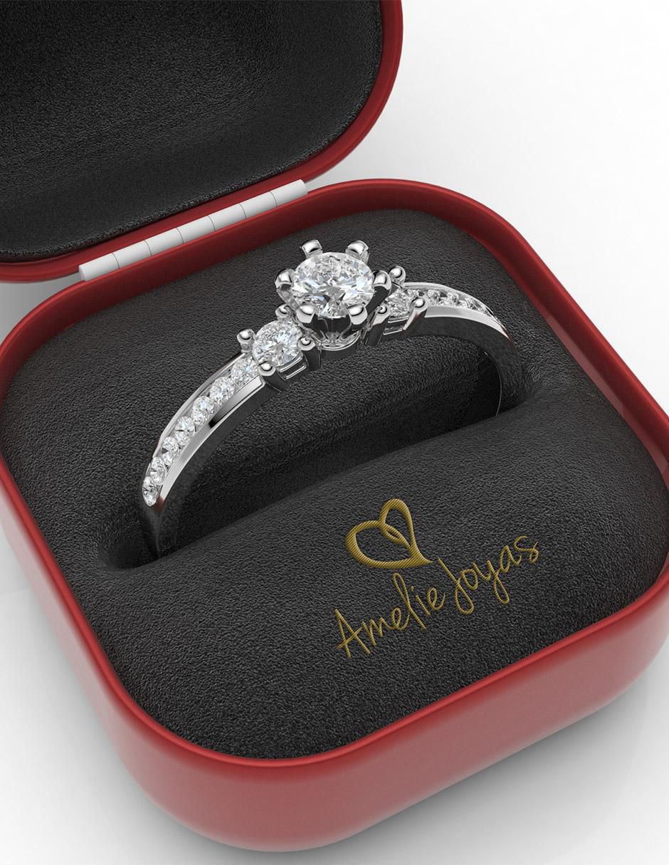 Anillo de compromiso 18 k diamante 4