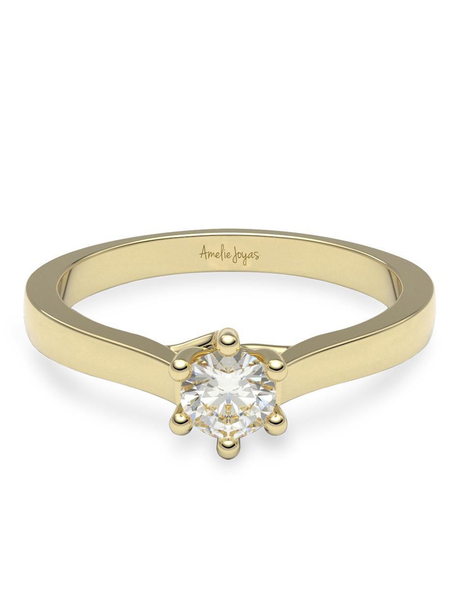 Solitario 14 k diamante