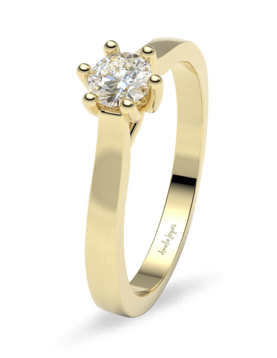 Solitario 14 k diamante 4