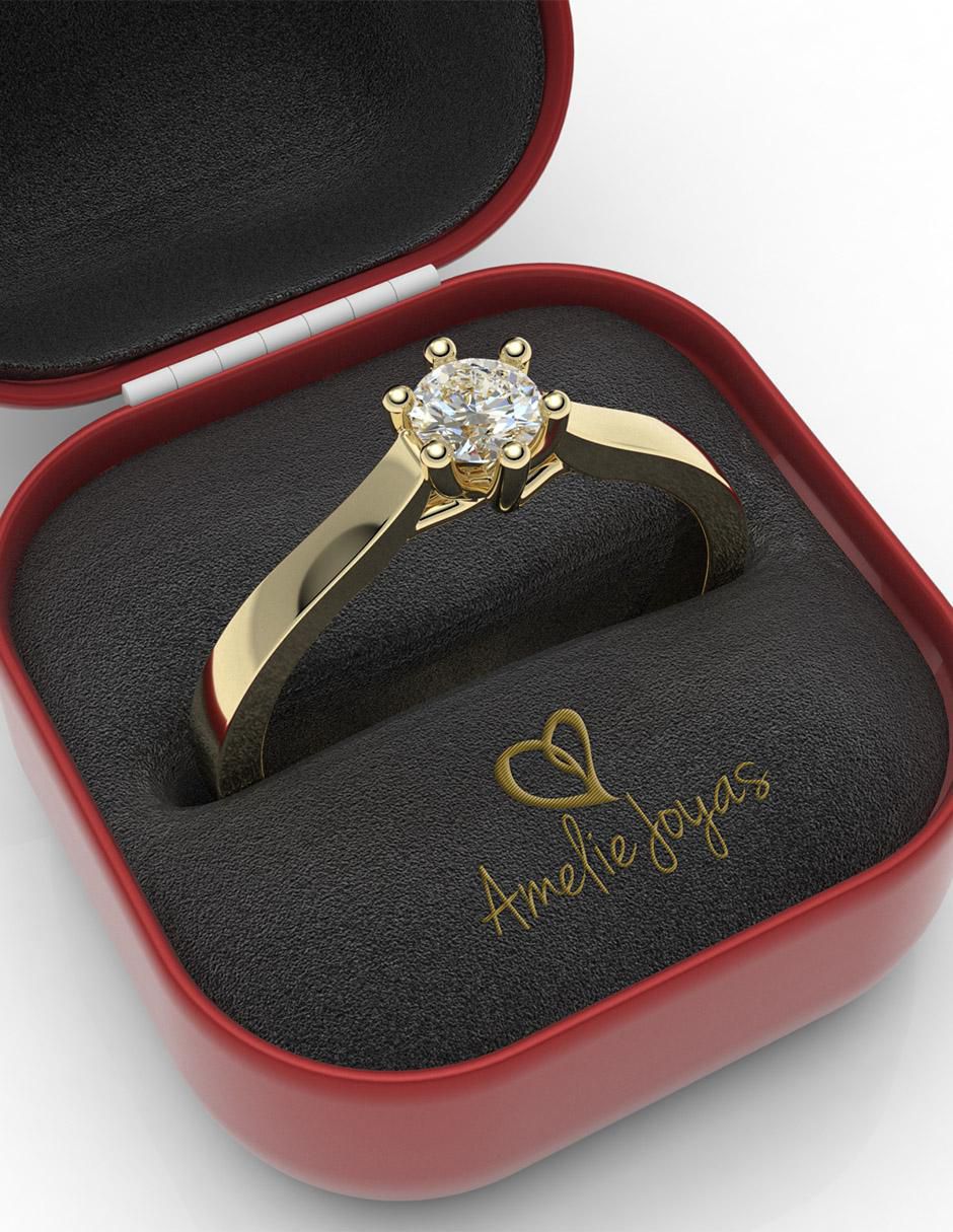 Solitario 14 k diamante 2