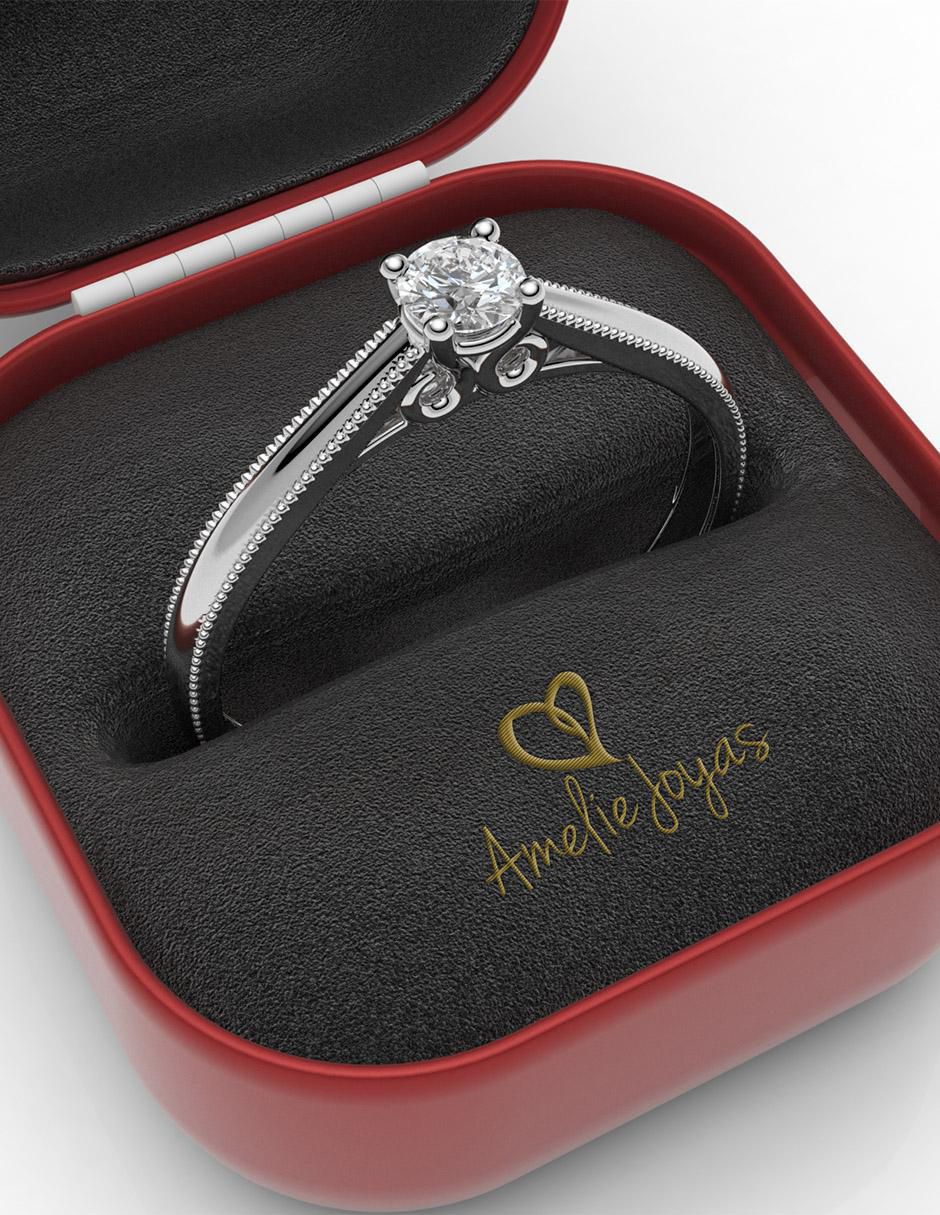 Anillo de compromiso 14 k diamante 4