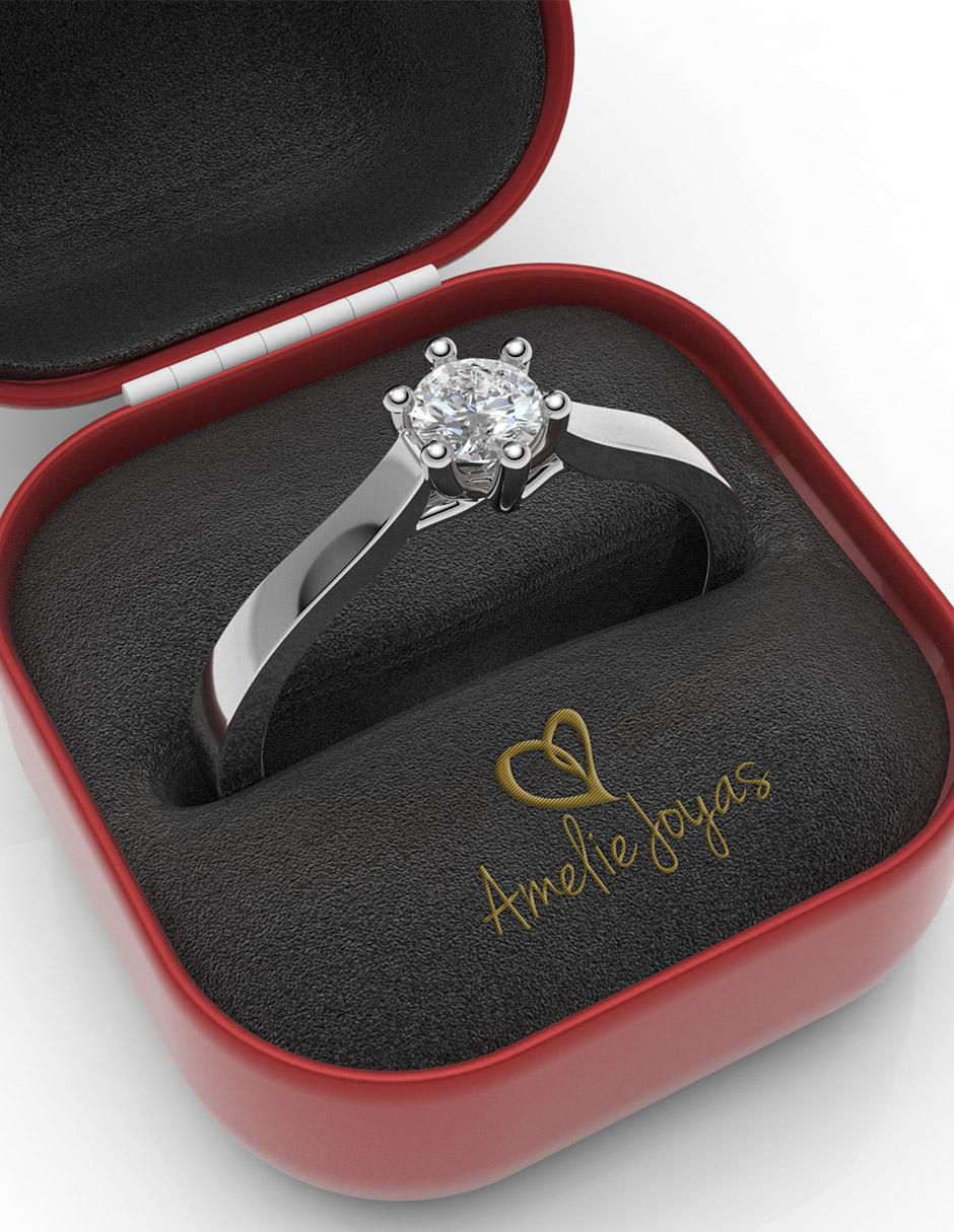 Solitario 14 k diamante 4
