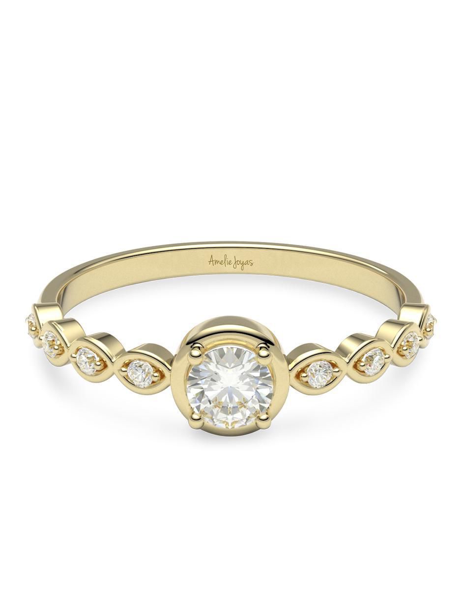 Anillo de compromiso 14 k diamante Anillo de compromiso 14 k diamante