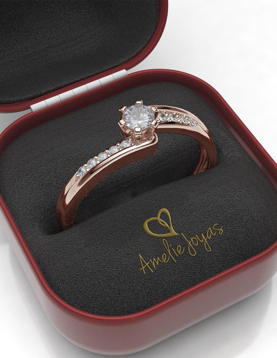Anillo de compromiso 14 k diamante 4