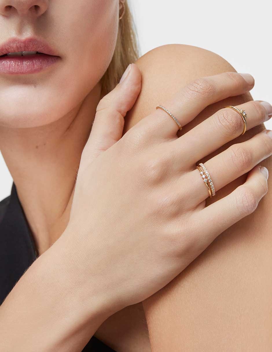 Anillo redondo Les Classiques de oro amarillo diamante brillante 5