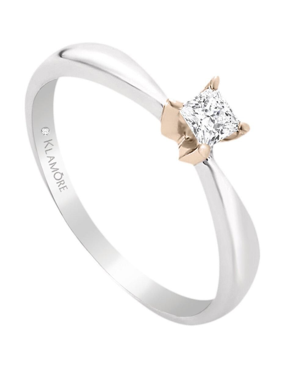 Solitario de oro blanco 14 k Miloro diamante