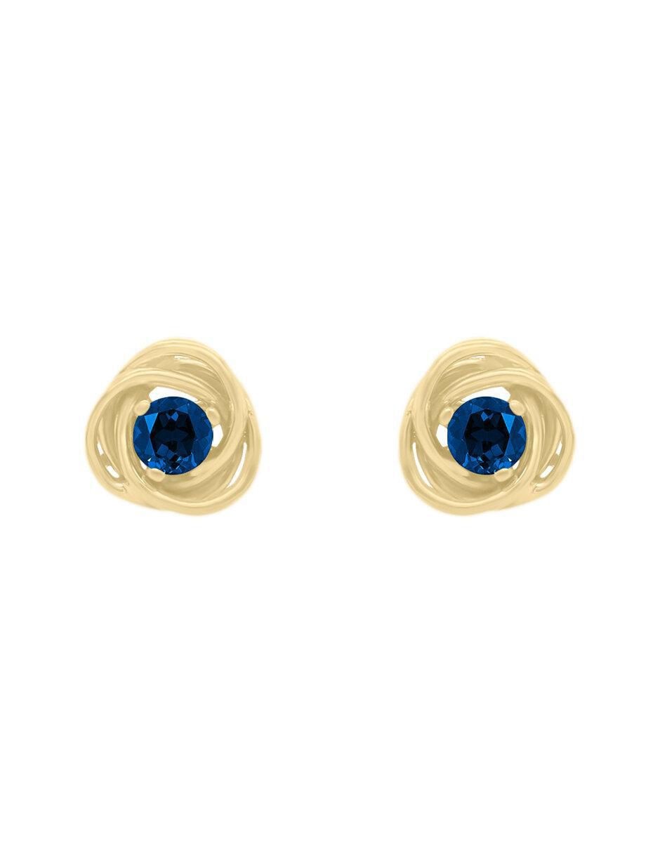 Aretes circulares de oro amarillo con acabado brillante zafiro