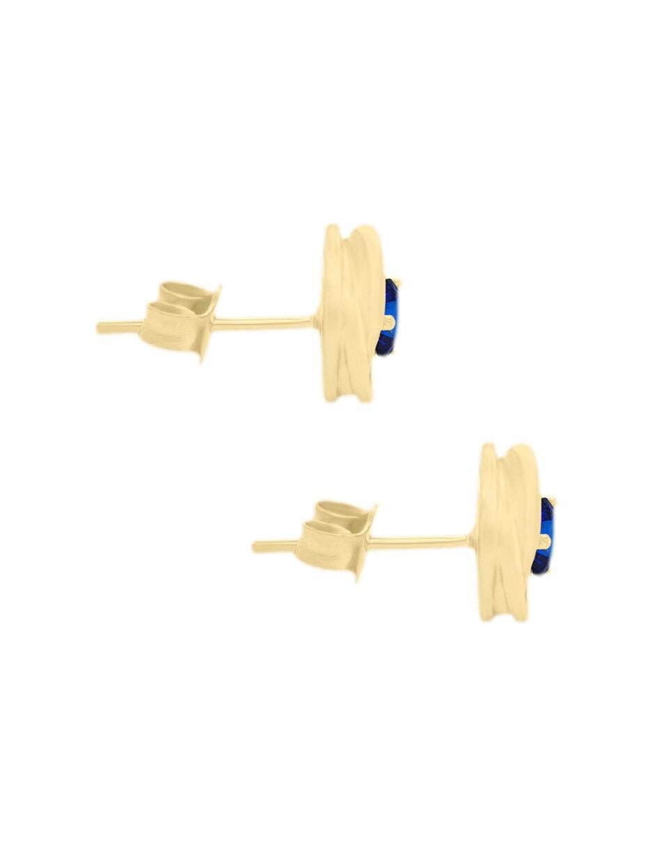 Aretes circulares de oro amarillo con acabado brillante zafiro 2