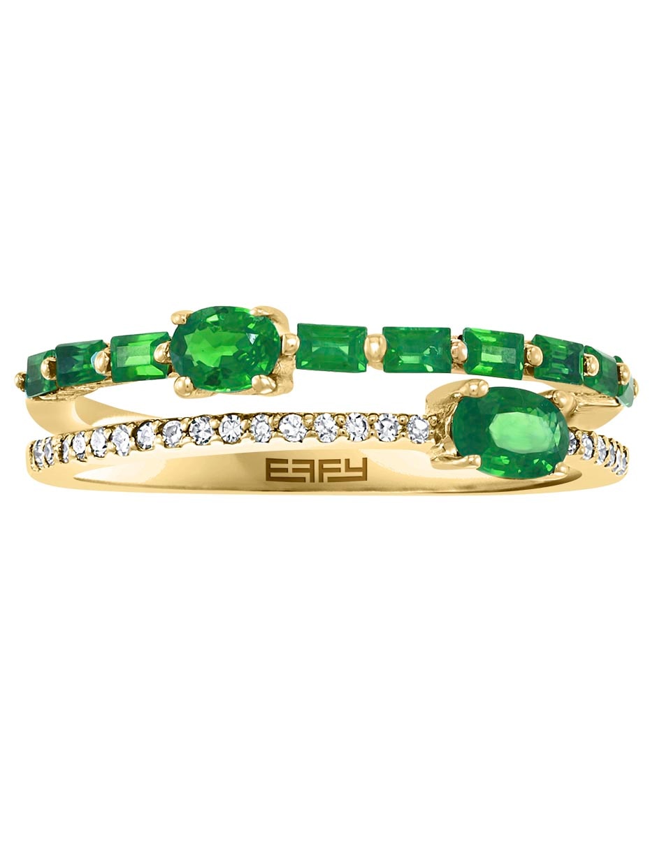 Anillo Effy 14 k de oro amarillo esmeralda y diamante brillante
