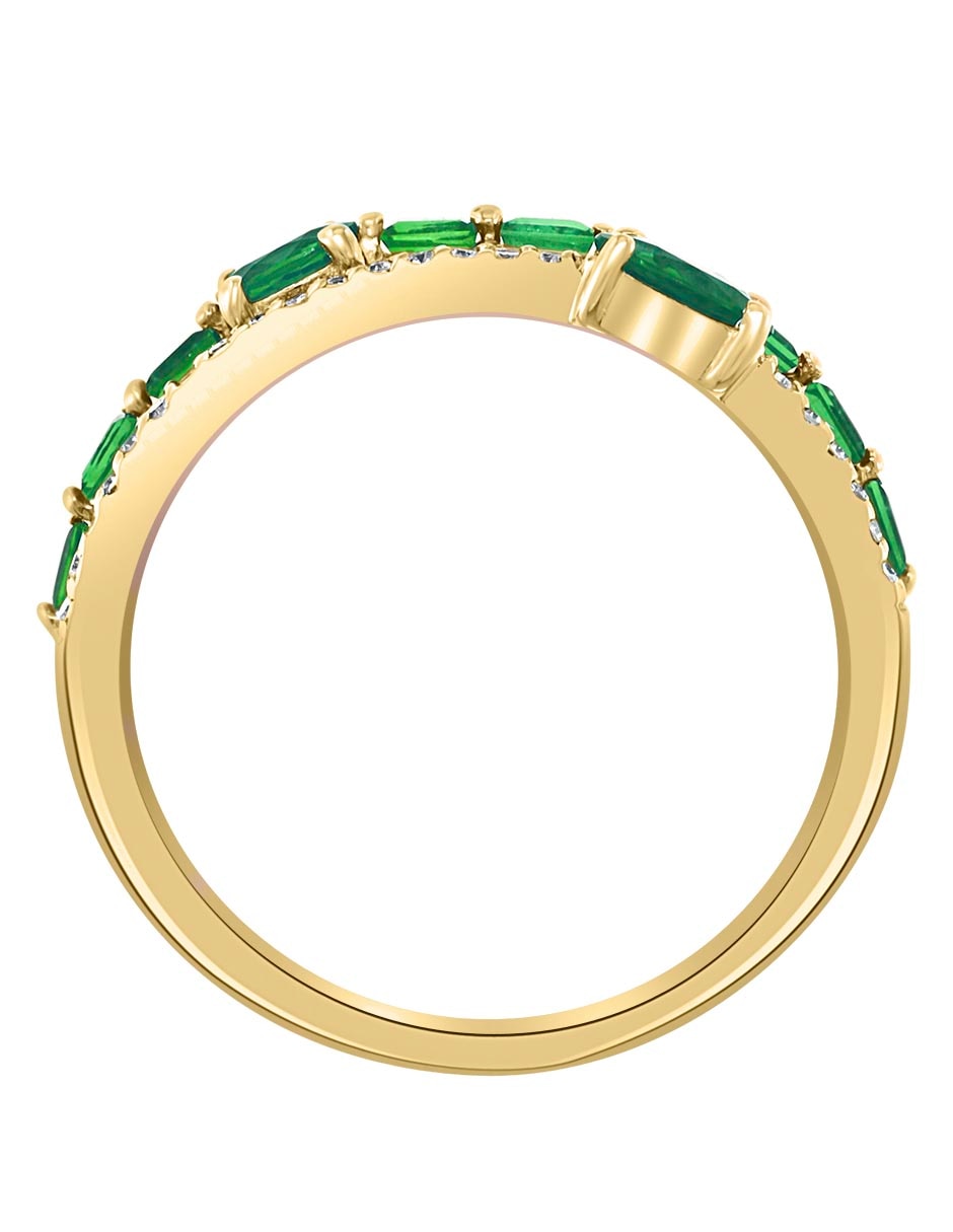 Anillo Effy 14 k de oro amarillo esmeralda y diamante brillante