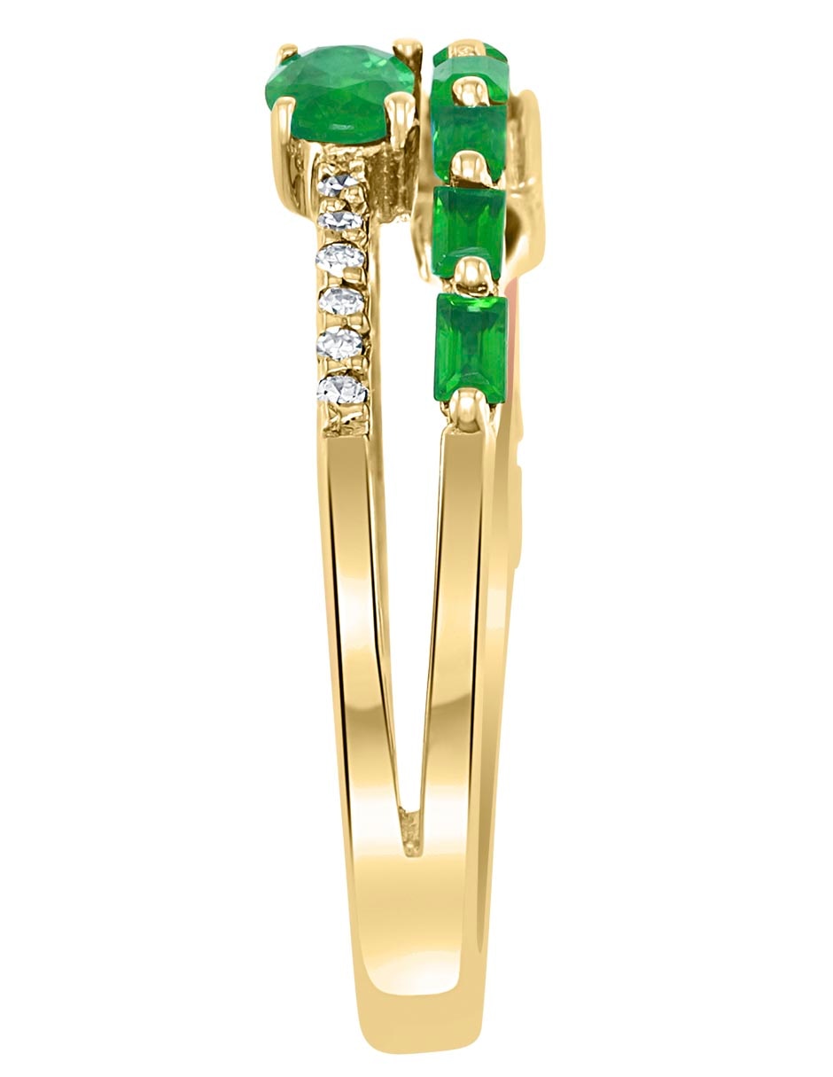 Anillo Effy 14 k de oro amarillo esmeralda y diamante brillante