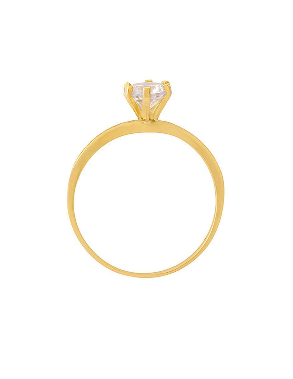 Anillo redondo 10 k de oro amarillo zirconia pulido
