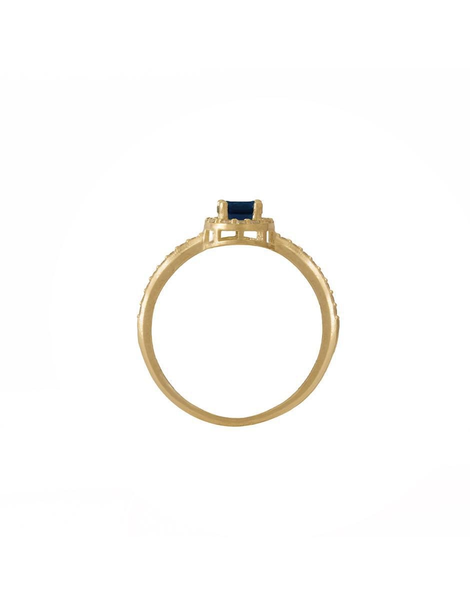Anillo redondo 10 k de oro amarillo zirconia pulido