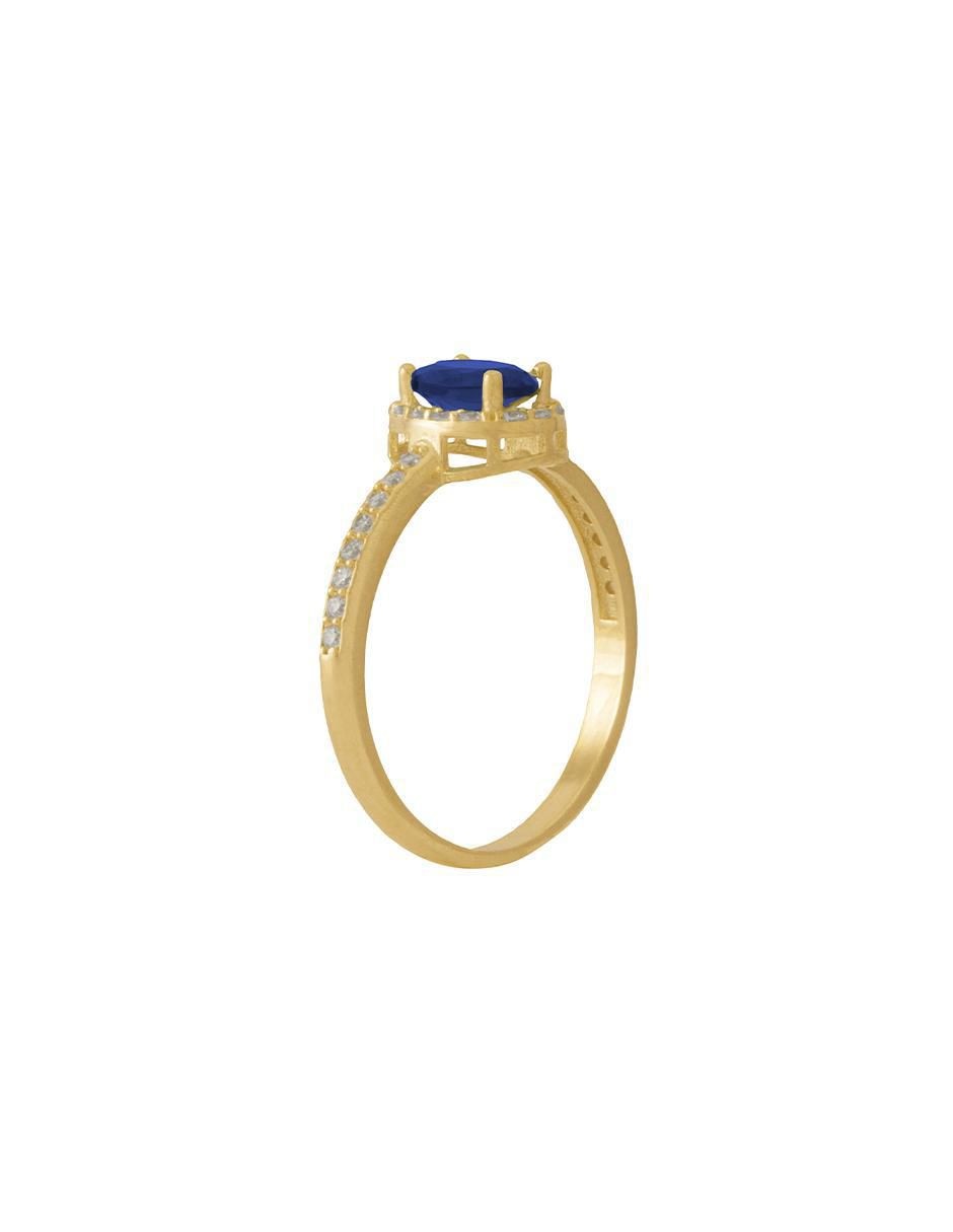 Anillo redondo 10 k de oro amarillo zirconia pulido