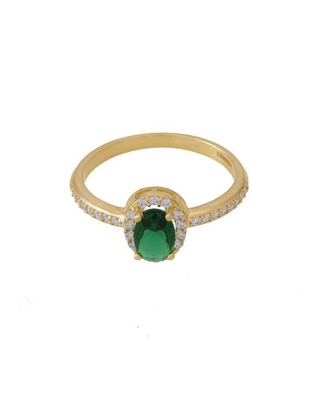 Anillo redondo 10 k de oro amarillo zirconia pulido