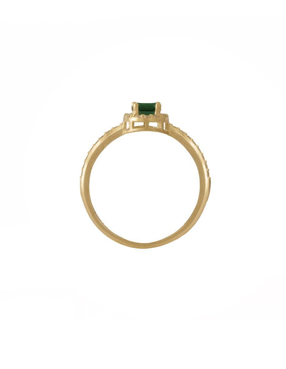 Anillo redondo 10 k de oro amarillo zirconia pulido