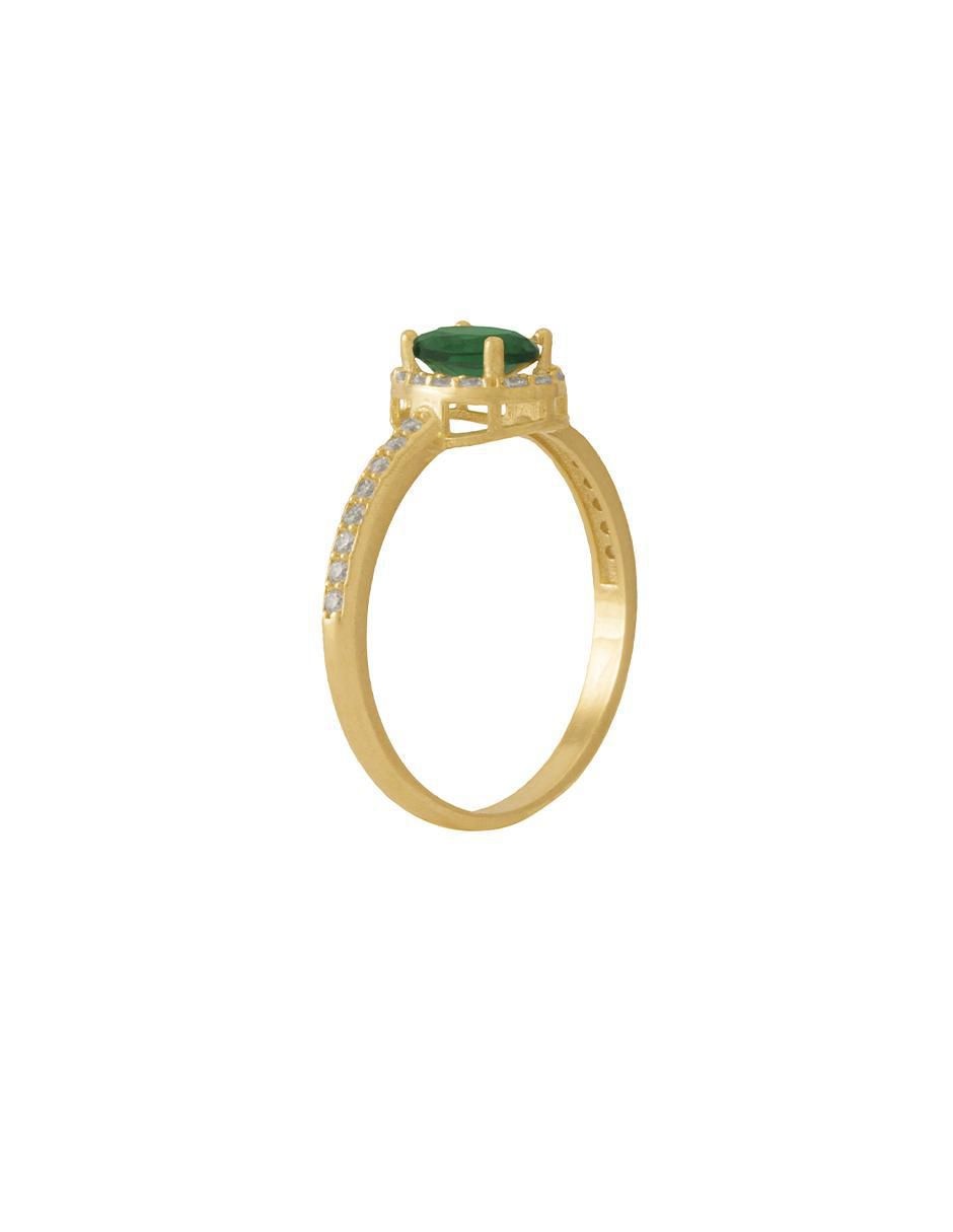 Anillo redondo 10 k de oro amarillo zirconia pulido