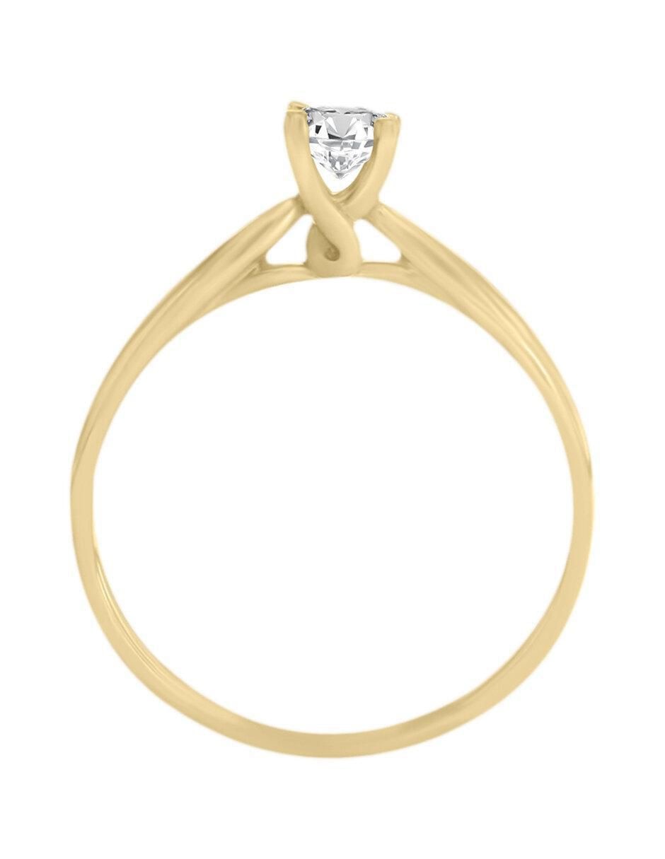 Solitario 14 k Promesse diamante 3