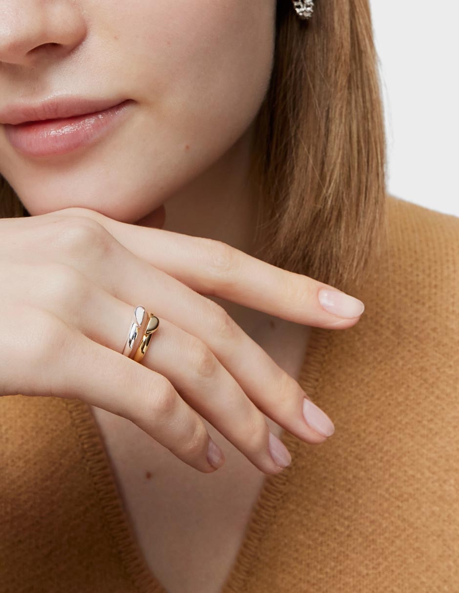 Anillo de corazón Tous My Other Half de plata P 925 baño de oro