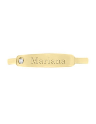 Anillo redondo 14 k de oro amarillo diamante brillante Anillo redondo 14 k de oro amarillo diamante brillante