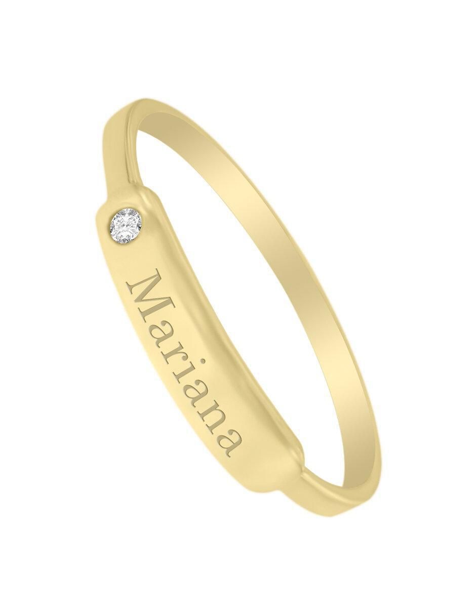 Anillo redondo 14 k de oro amarillo diamante brillante 4