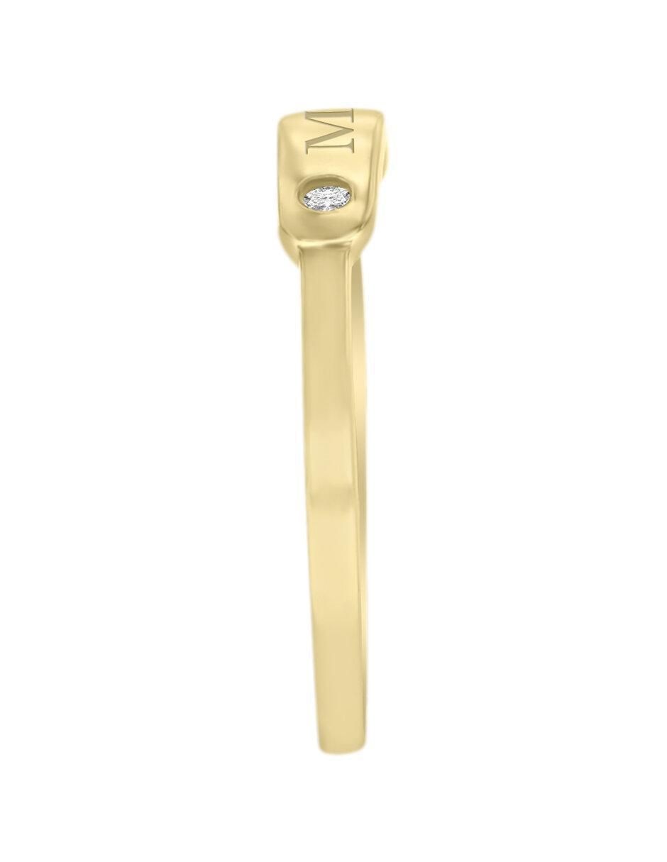 Anillo redondo 14 k de oro amarillo diamante brillante 3