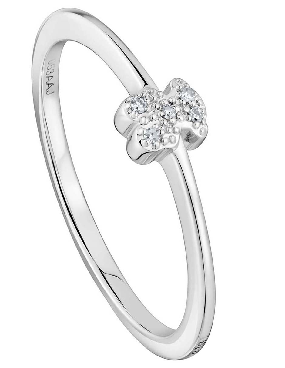 Anillo de oso Grain 18 k de oro blanco diamante pavé 5