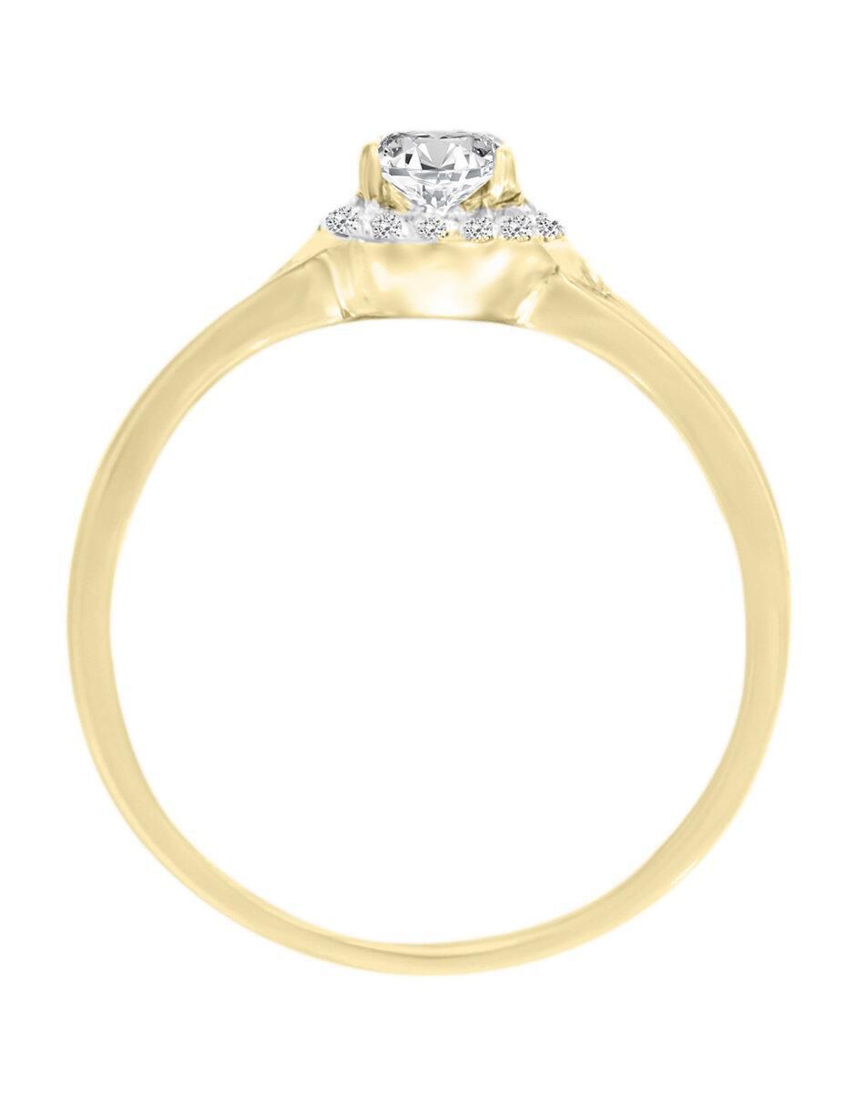 Solitario 14 k Halo diamante 3