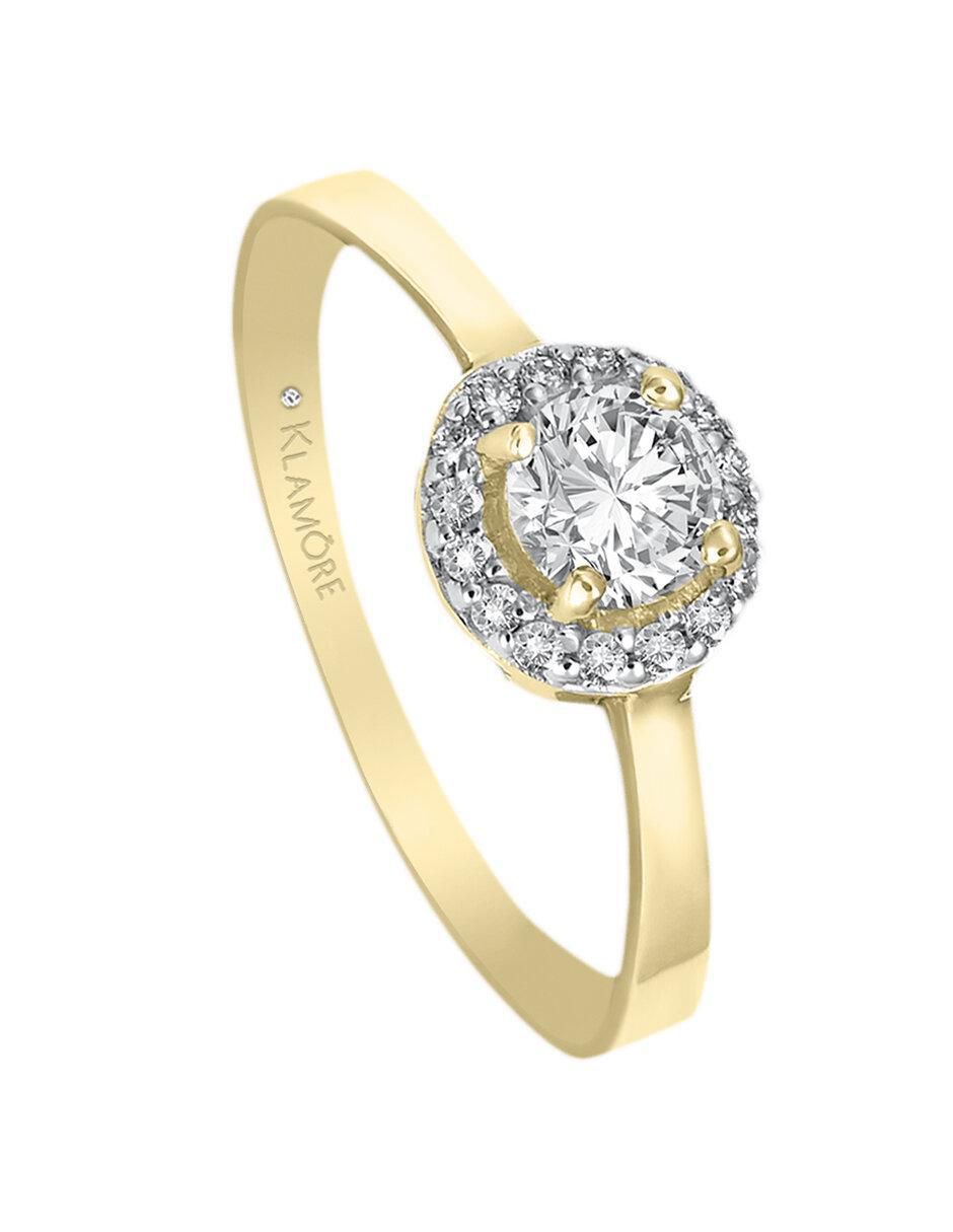 Solitario 14 k Halo diamante 4