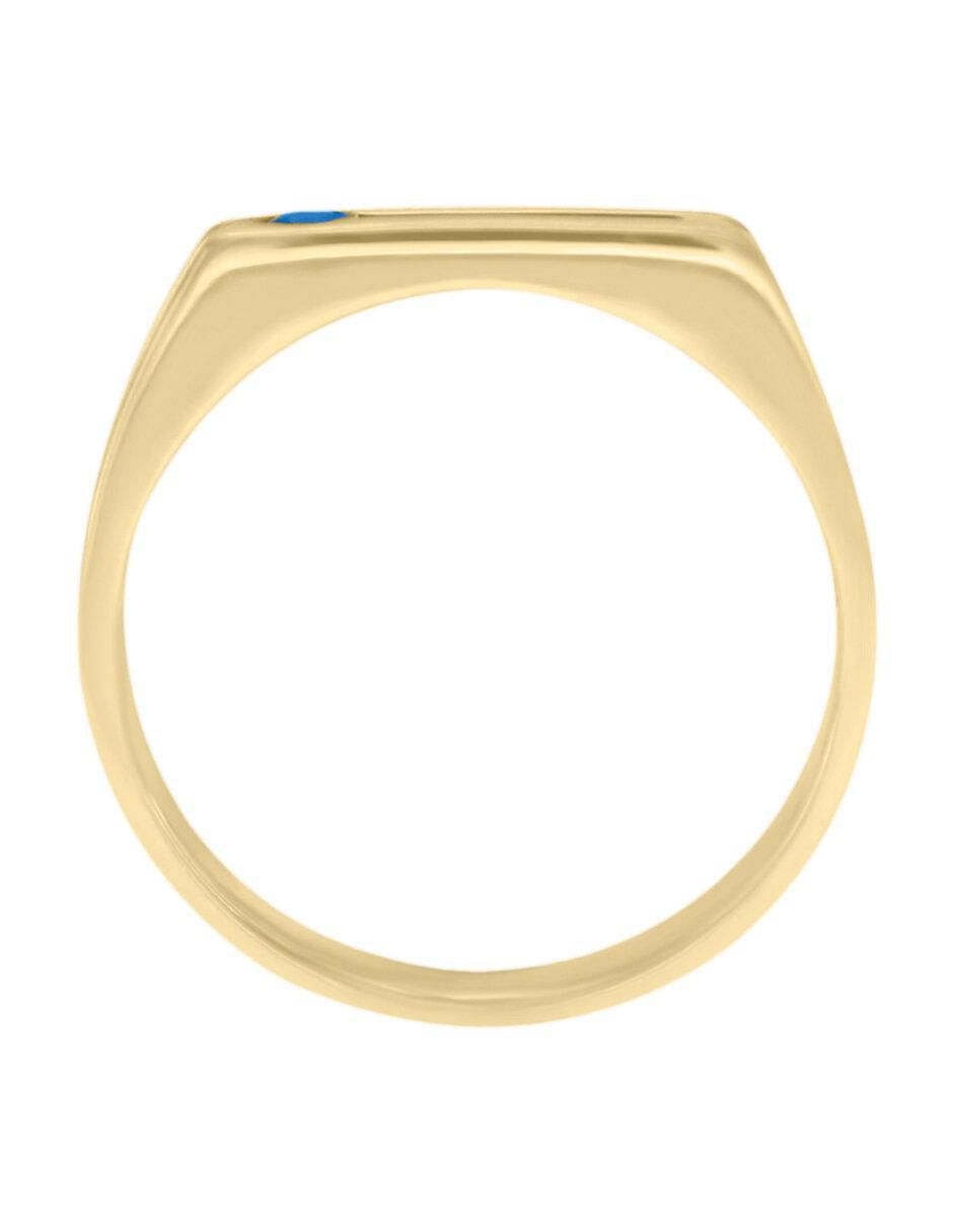 Anillo redondo Ithan 14 k de oro zafiro brillante 3