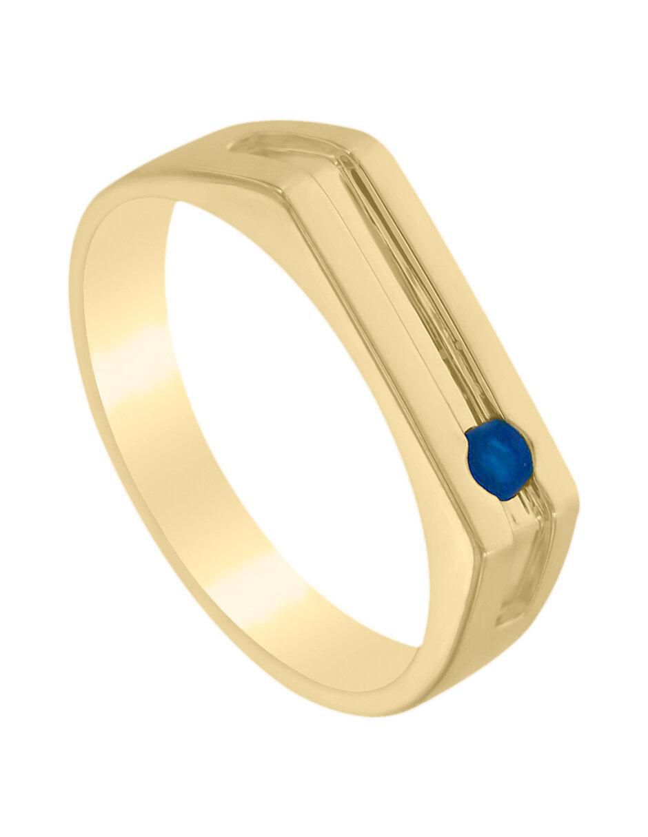 Anillo redondo Ithan 14 k de oro zafiro brillante 4