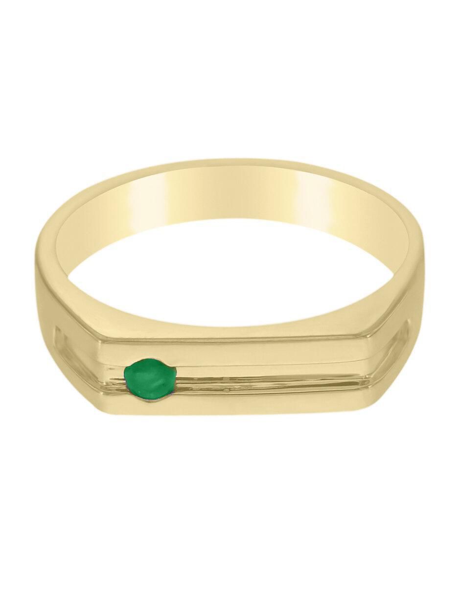 Anillo redondo Ithan 14 k de oro esmeralda brillante Anillo redondo Ithan 14 k de oro esmeralda brillante