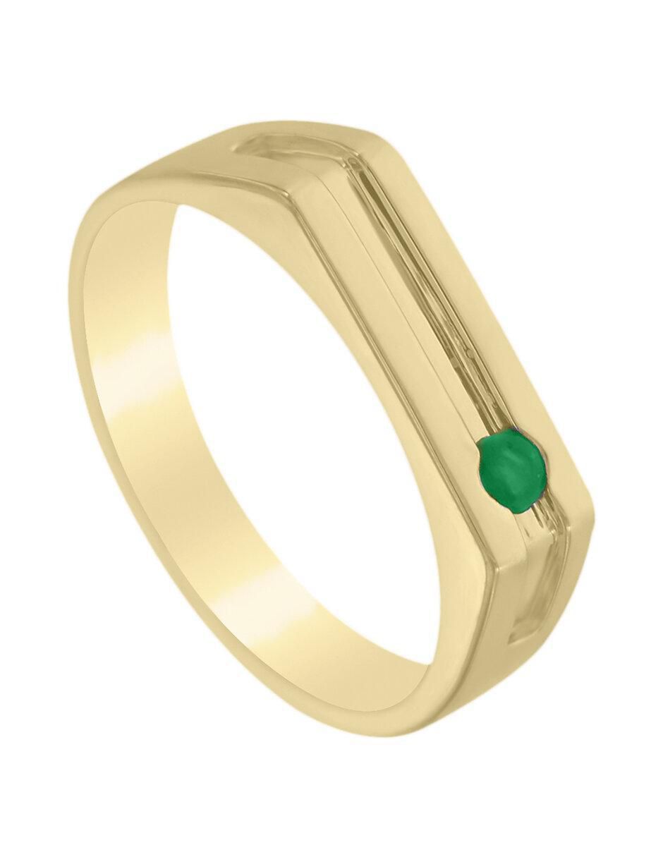 Anillo redondo Ithan 14 k de oro esmeralda brillante 4